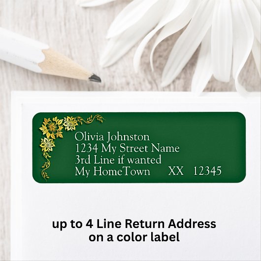 Return Address Labels, Emerald Green & Gold