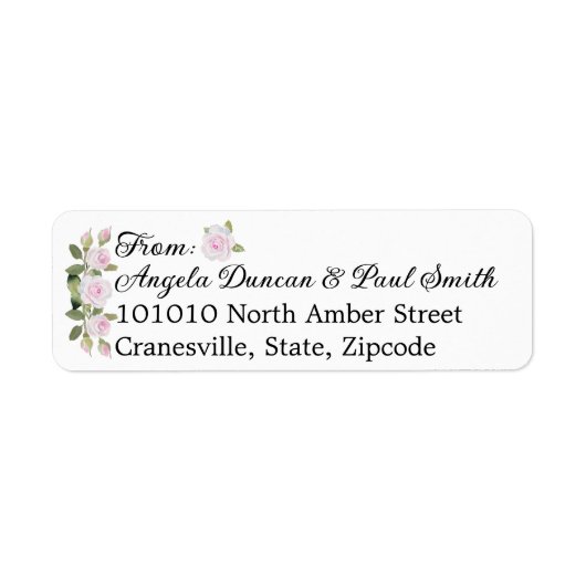 Return Address Labels Soft Pink Roses (Vorne)