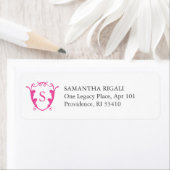 Return Address Labels Vibrant Pink Monogram (Insitu)