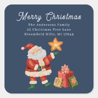 Return label santa claus nice presents quadratischer aufkleber