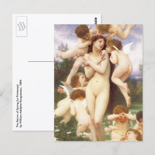Return of Spring (Le Printemps) by Bouguereau Postkarte (Vorne/Hinten)