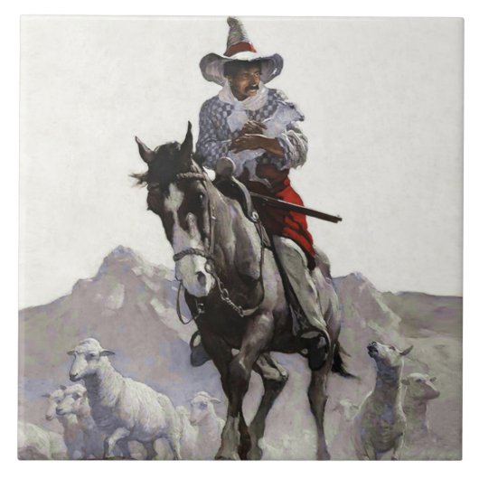 Retuschierter Western Art von NC Wyeth Fliese (Vorderseite)