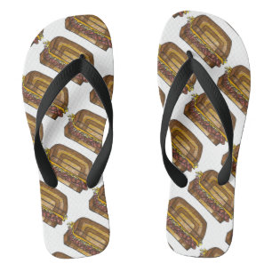 Reuben Sandwich Jewish Deli Food Restaurant Feinsc Badesandalen