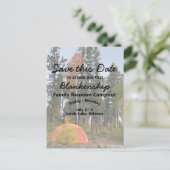 Reunion Party Camping Save The Date Template Ankündigungspostkarte (Stehend Vorderseite)