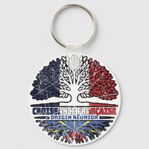 Réunion Réunionese France Tree Roots Flag Schlüsselanhänger