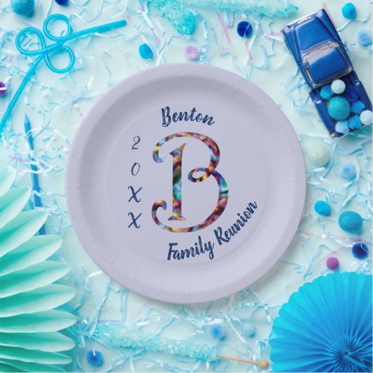 Reunon Retro Krawatte-FarbLetter B Monogramm Pappteller (Party)
