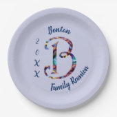 Reunon Retro Krawatte-FarbLetter B Monogramm Pappteller (Vorderseite)