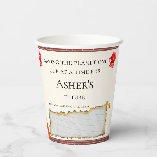 Reusable & Personalized Firefighter Eco-Friendly Pappbecher (Rückseite)