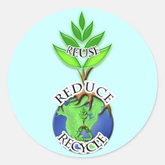 ReUse ReDuce-Recycle Runder Aufkleber (Vorderseite)
