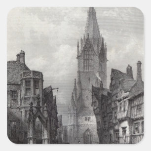 Reutlingen, graviert von J.J. Crew Quadratischer Aufkleber