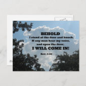 Rev. 3:20 Siehe, ich stehe an der Tür und klopfe.. Postkarte (Vorne/Hinten)