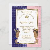 Reveal Baby Shower, blau, rosa, gold Einladung (Vorderseite)