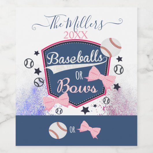 REVEAL BASEBALLS ODER BOWS DER GESCHLECHTER WEINETIKETT (Einzelnes Label)