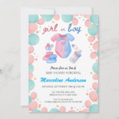 Reveal bei Mädchen oder Jungen mit Minze und rosa  Einladung (Vorderseite)