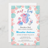 Reveal bei Mädchen oder Jungen mit Minze und rosa  Einladung (Vorne/Hinten)