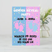 REVEAL PARTY INVITE MIT BUNNYS EINLADUNG (Stehend Vorderseite)