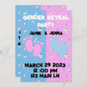 REVEAL PARTY INVITE MIT BUNNYS EINLADUNG (Vorne/Hinten)