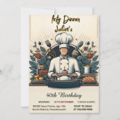 Revel Mens Erwachsener Abendessen elegant 40. Gebu Einladung (Vorderseite)