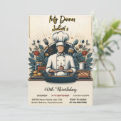 Revel Mens Erwachsener Abendessen elegant 40. Gebu Einladung (Stehend Vorderseite)