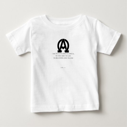 Revelation 22:13: "I am the Alpha and the Omega" Baby T-shirt (Vorderseite)