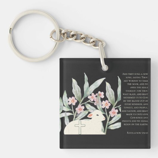 Revelation 5 Redeemed Black Square Keychain Schlüsselanhänger (Vorderseite)