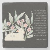Revelation 5 Redeemed Black Square Stone Coaster Steinuntersetzer (Vorderseite)
