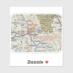 Revelstok BC Vintag Map Aufkleber