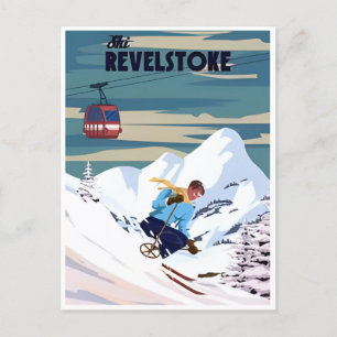 Revelstoke BC Canada Mountain Skiing Vintag Postkarte