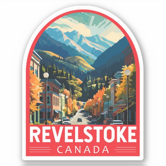 Revelstown Canada Travel Art Vintag Aufkleber (Vorderseite)