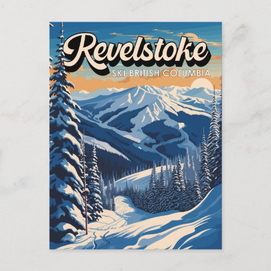 Revelstown Canada Winter Vintag Postkarte (Vorderseite)
