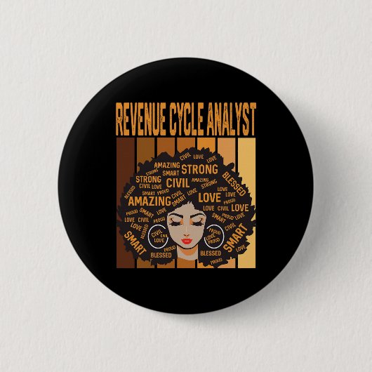 Revenue Cycle Analyst Mächtiger Schwarzer Geschich Button (Vorderseite)