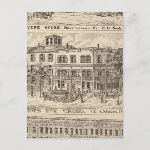 Revere House und Crosby Block in Brattleboro Postkarte