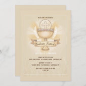 Revered Chalice First Heilige Kommunion Pink Einladung (Vorne/Hinten)