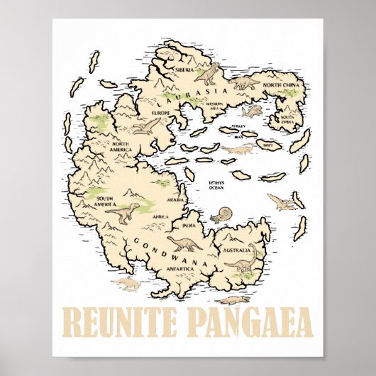 Revereinigte Pangaea Weltkarte Geschichte Funny Ge Poster (Vorne)