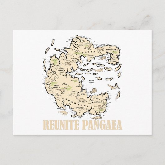 Revereinigte Pangaea Weltkarte Geschichte Funny Ge Postkarte (Vorderseite)