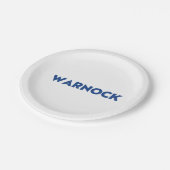 Reverend Warnock Georgia Senat Absturz blau weiß Pappteller (Schrägansicht)