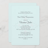 Reverent Cross Religious Invitation Blue Einladung (Vorne/Hinten)