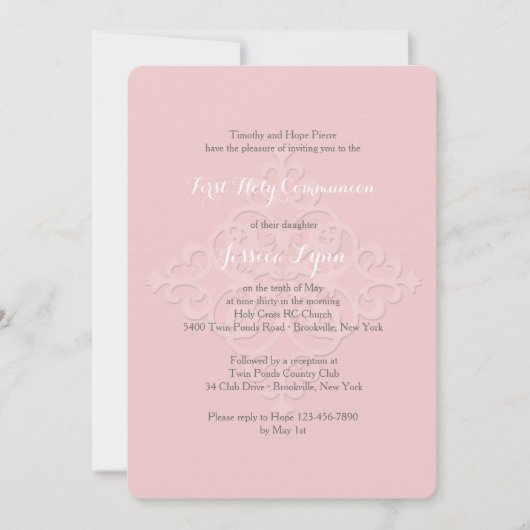 Reverent Cross Religious Invitation Pink Einladung (Vorderseite)