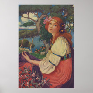 Reverie, 1908, buntes Sinti und Roma-Mädchen Poster