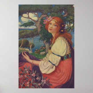 Reverie, 1908, farbenfrohe Sinti und Roma Girl Poster