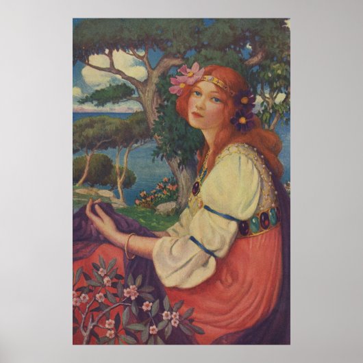Reverie, 1908, farbenfrohe Sinti und Roma Girl Poster (Vorne)