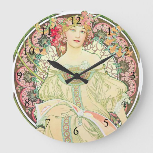 Reverie Champagne Advertising Alphonse Mucha Große Wanduhr (Vorderseite)