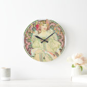 Reverie Champagne Advertising Alphonse Mucha Große Wanduhr (Zuhause)