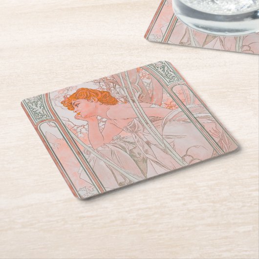 Reverie du Soir (1899) von Alphonse Mucha Rechteckiger Pappuntersetzer (angewinkelt)