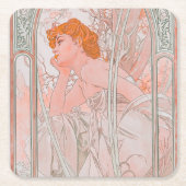 Reverie du Soir (1899) von Alphonse Mucha Rechteckiger Pappuntersetzer (Vorderseite)