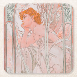 Reverie du Soir (1899) von Alphonse Mucha Rechteckiger Pappuntersetzer