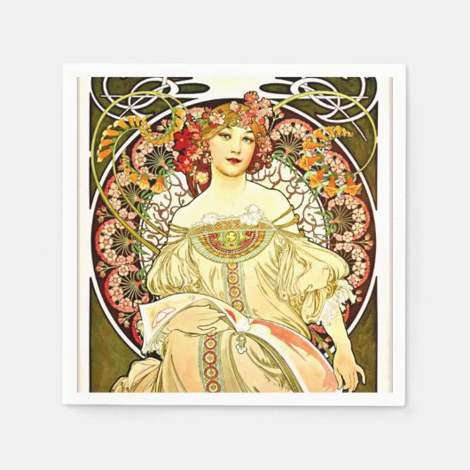 Reverie, Kunstmalerei von Alfons Mucha Serviette (Vorderseite)