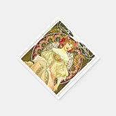 Reverie, Kunstmalerei von Alfons Mucha Serviette (Ecke)