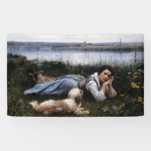 Reverie (Mädchen, die mit ihrem Hund auf der Gras 