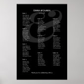 REVERSE Black Ampersand Hochzeit | 10 Sitzplan Poster (Vorne)